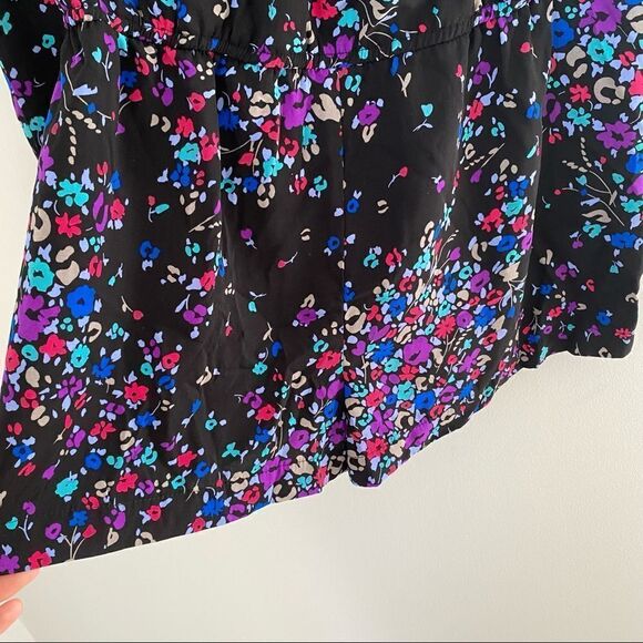 Forever 21 Women’s Long Sleeve Small Floral Black Colorful Romper - Picture 5 of 5